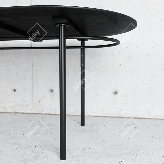 Elegant Oval Black Dining Table 3D model image 3