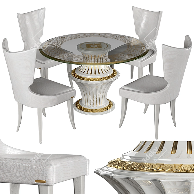 Luxury Wood Tables & Chairs 3D model image 1