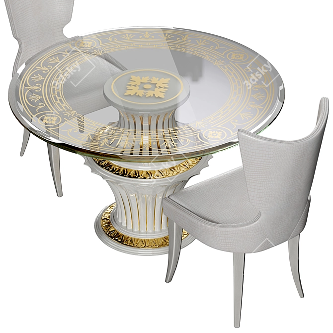 Luxury Wood Tables & Chairs 3D model image 4