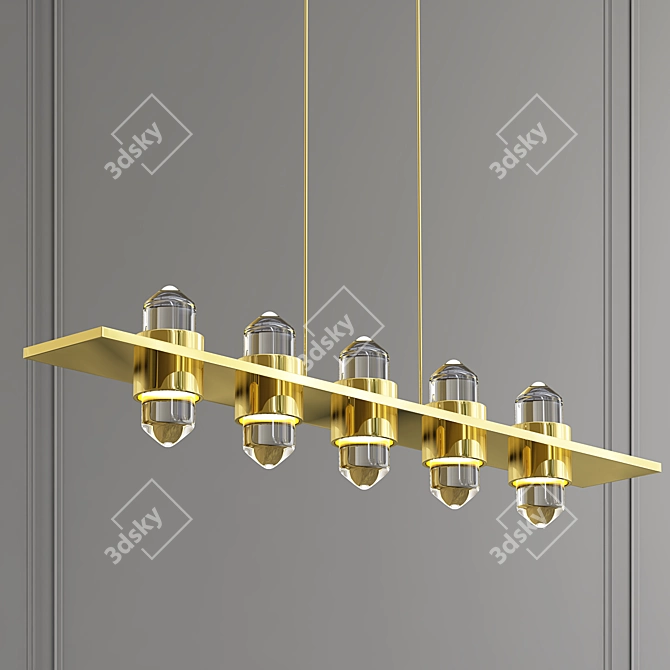 Elegant Brass Crystal Ring 3D model image 2