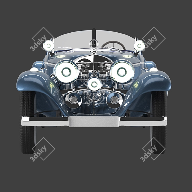 Vintage Mercedes 540k Open-Top Blueprint 3D model image 3