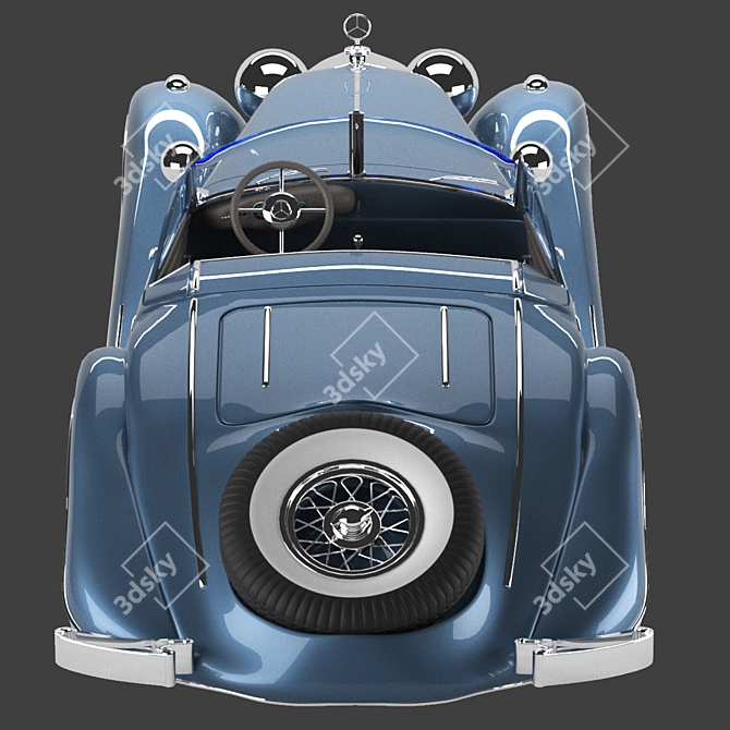 Vintage Mercedes 540k Open-Top Blueprint 3D model image 4