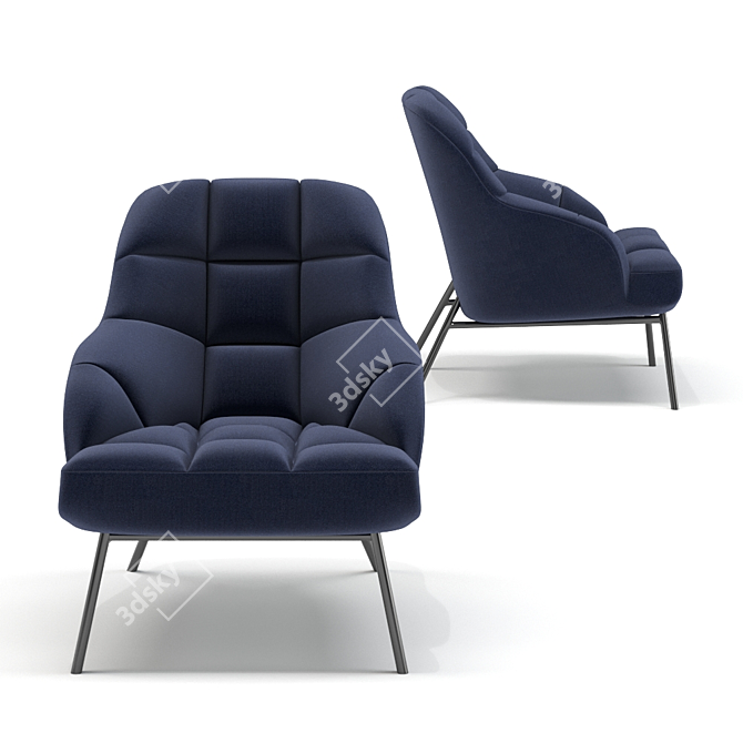 Luxury Midnight Blue Armchair 3D model image 2