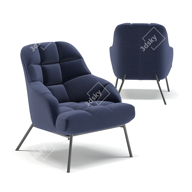 Luxury Midnight Blue Armchair 3D model image 3