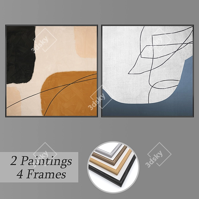 Contemporary Wall Art Set 3D model image 1