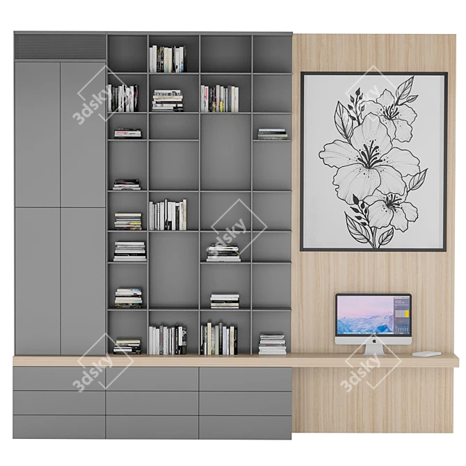 Versatile Home Office Shelf 3D model image 1