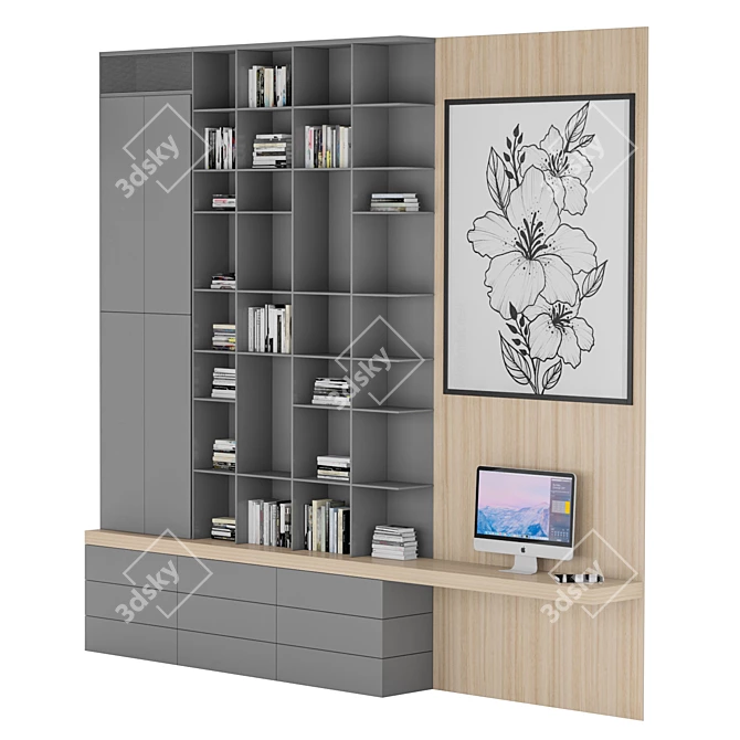 Versatile Home Office Shelf 3D model image 2