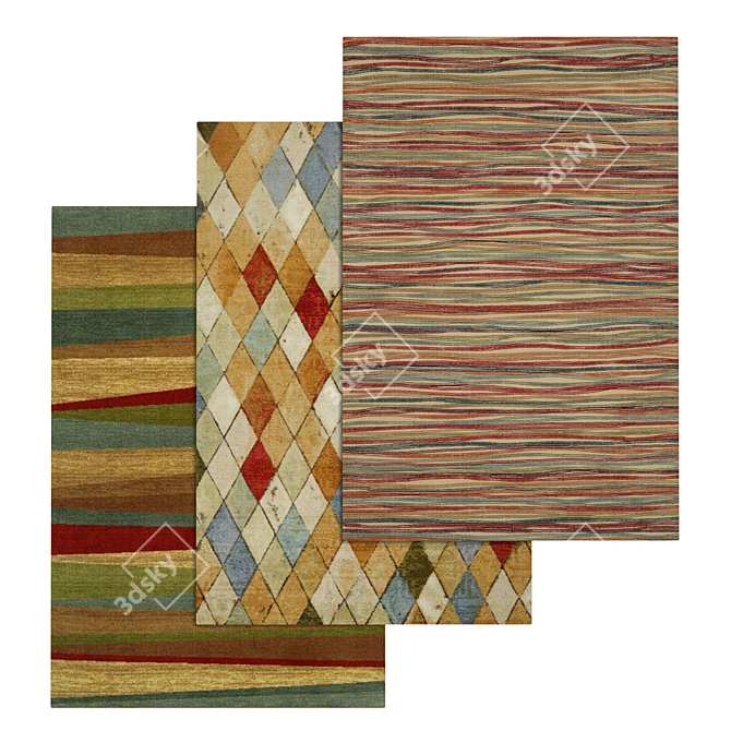 High-Quality Carpet Set: 3 Variations 3D model image 1