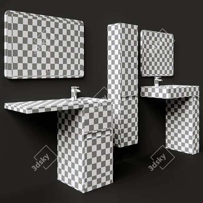 Aquaton Londry Bathroom Furniture Set 3D model image 8