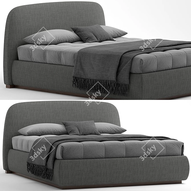 Sophie Fabric Bed: Stylish and Functional 3D model image 1