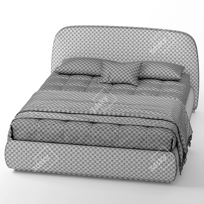 Sophie Fabric Bed: Stylish and Functional 3D model image 3