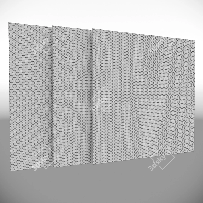 Black White Gray Metallic Hexagon 3D model image 5