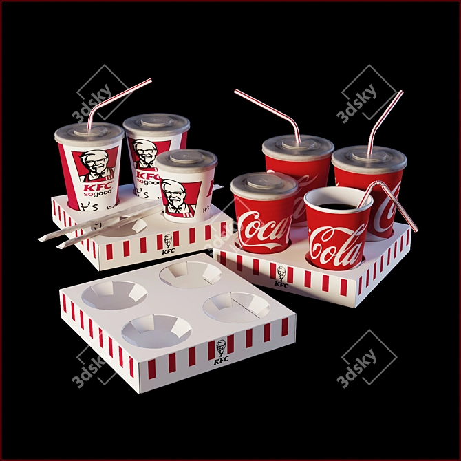 Classic KFC Coca Cola Cups 3D model image 3