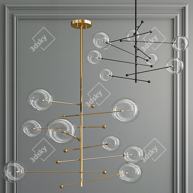 Elegant Brass Ball Chandelier 3D model image 1