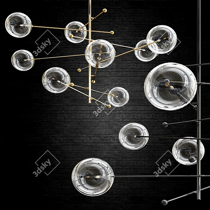 Elegant Brass Ball Chandelier 3D model image 2