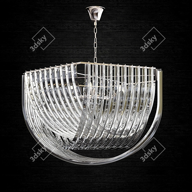 Glimmering Flow - Modern Glass and Metal Chandelier 3D model image 1