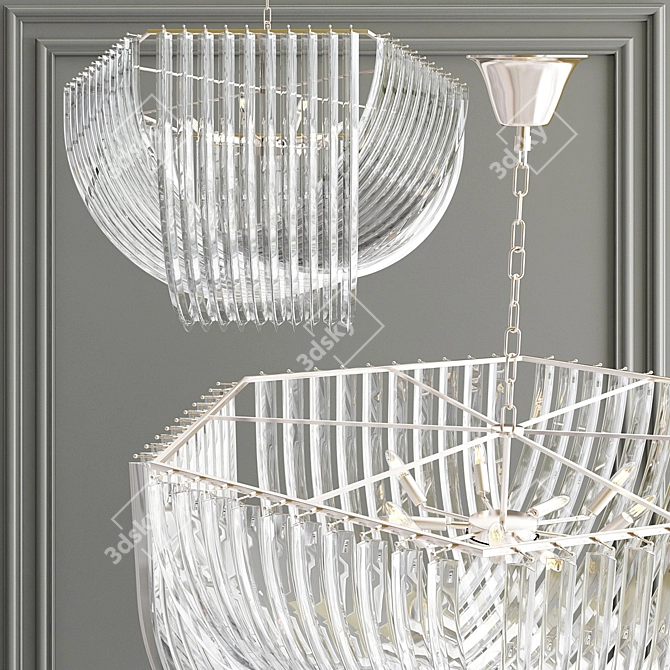 Glimmering Flow - Modern Glass and Metal Chandelier 3D model image 2