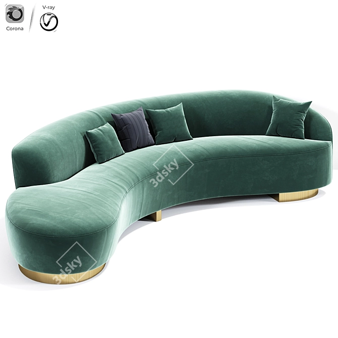 Sleek Serpentine Vladimir Sofa Set 3D model image 2