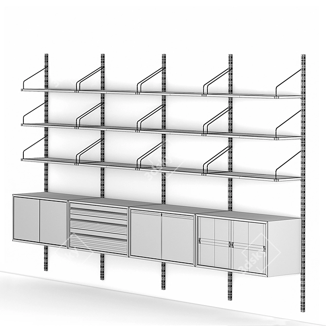 Sophisticated Modular Walnut System 3D model image 4