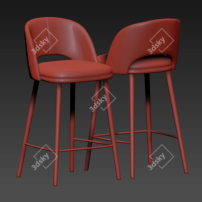 Retro Chic Barrel Bar Stool 3D model image 3