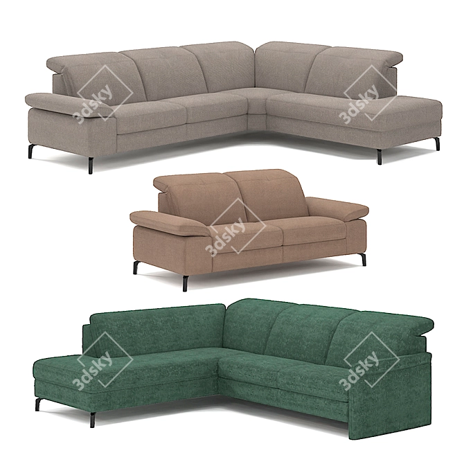 Belgian Comfort: Davis Corner Sofa 3D model image 1