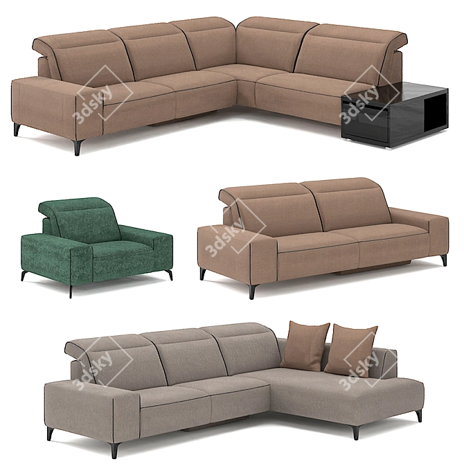 Title: Romano Belgian Corner Sofa 3D model image 1