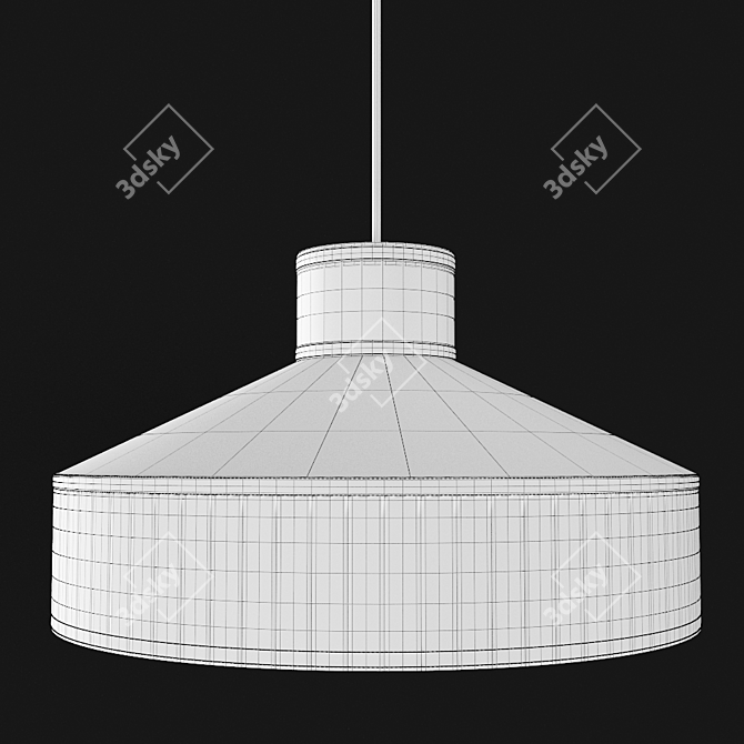 Elegant Linen & Rattan Pendant 3D model image 4