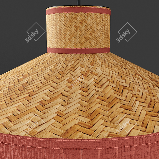 Elegant Linen & Rattan Pendant 3D model image 5