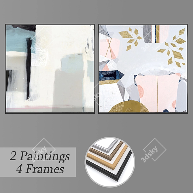 Elegant Wall Painting Set 3D model image 1