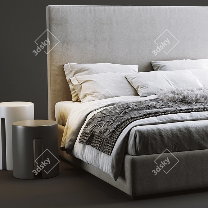 Scandinavian Meridiani Bardo Bed 3D model image 3