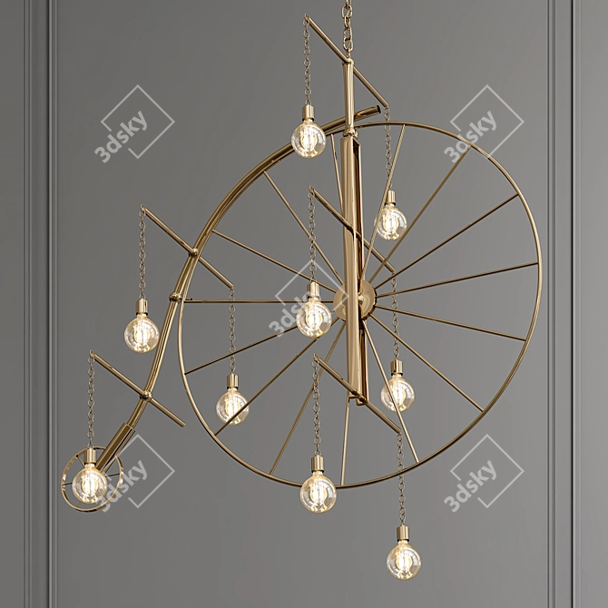 Vintage Bicycle Chandelier 3D model image 1