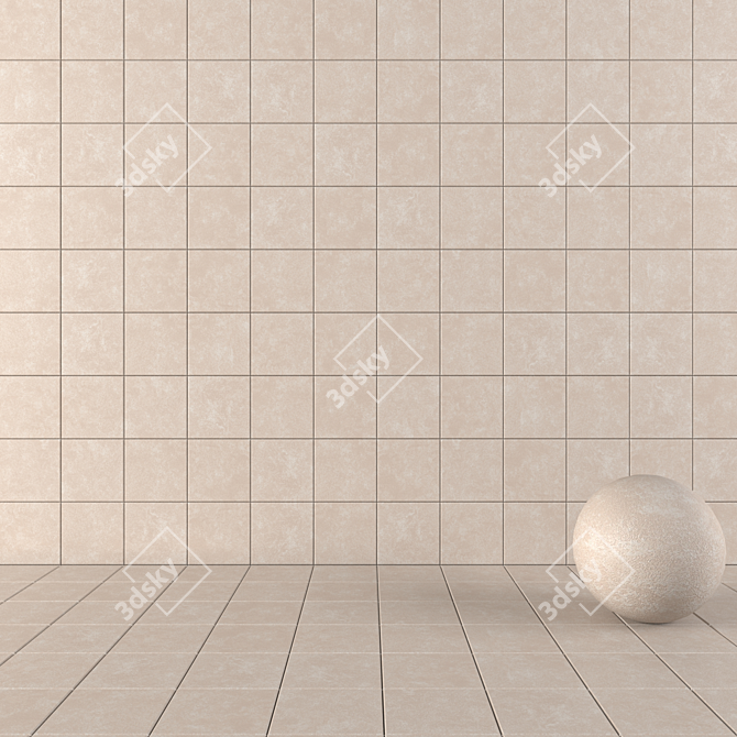 Nord Beige Concrete Wall Tiles - Stylish and Durable 3D model image 1