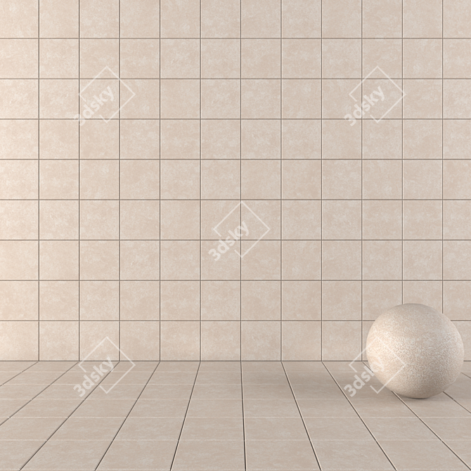 Nord Beige Concrete Wall Tiles - Set of 2 3D model image 1