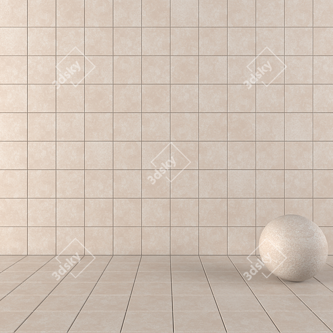 Nord Beige Concrete Wall Tiles Set 3D model image 1