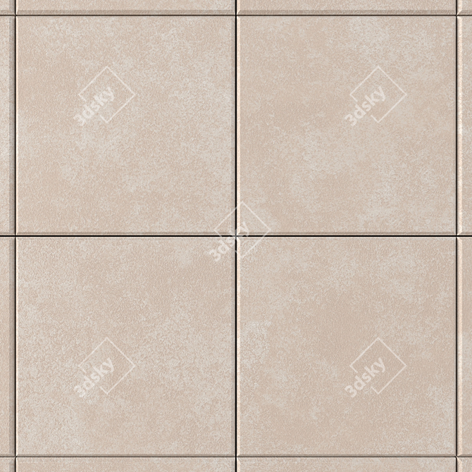 Nord Beige Concrete Wall Tiles Set 3D model image 2