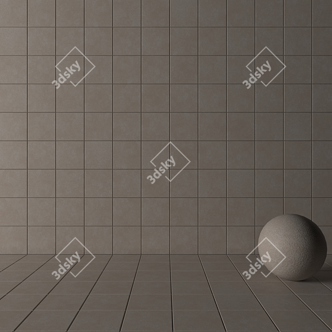 Nord Beige Concrete Wall Tiles Set 3D model image 3