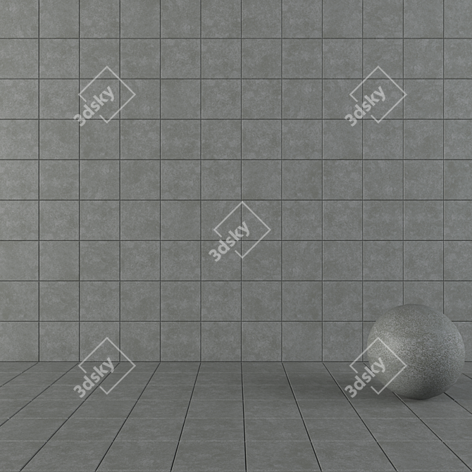 NORD Dark Grey Concrete Wall Tiles Set 3D model image 1