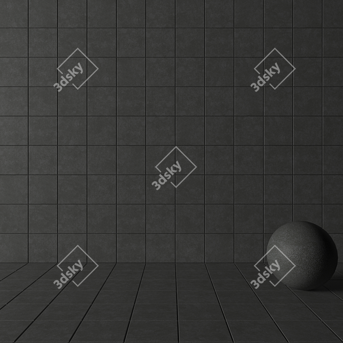 NORD Dark Grey Concrete Wall Tiles Set 3D model image 3