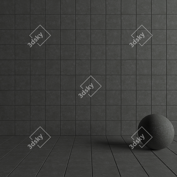 NORD Dark Grey Concrete Wall Tiles Set 3D model image 4