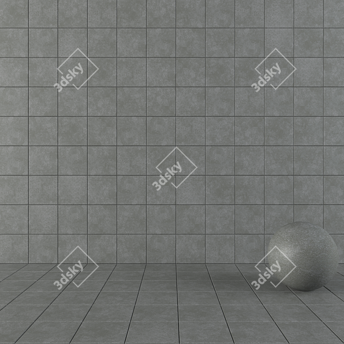 NORD Dark Grey Concrete Wall Tiles 3D model image 1