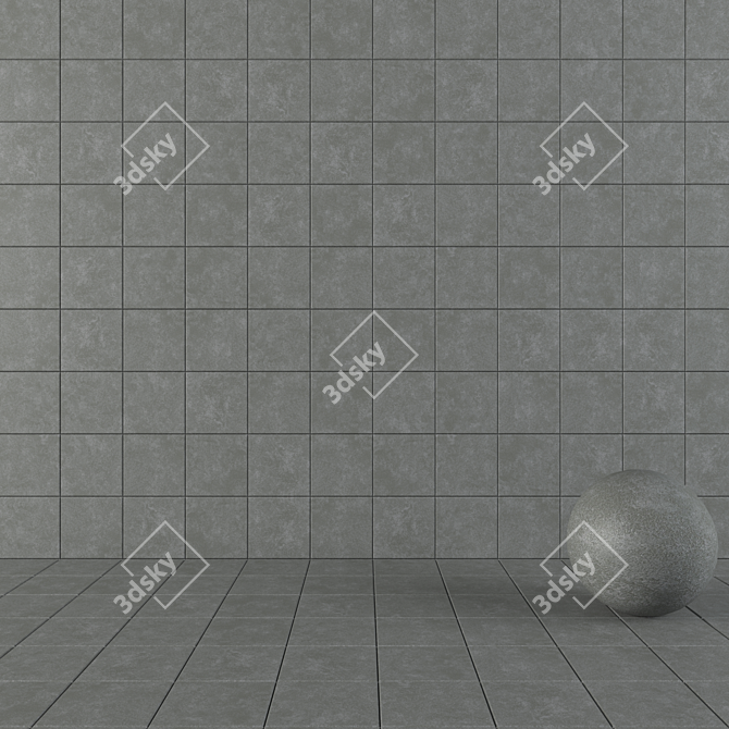 NORD Dark Grey Concrete Wall Tiles 3D model image 1