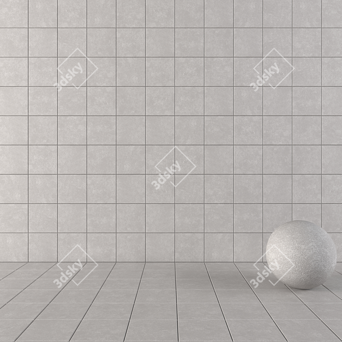Nord Grey Concrete Wall Tiles 3D model image 1