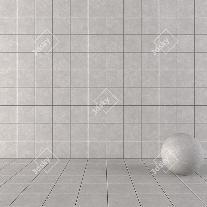 NORD Grey Concrete Wall Tiles Set 3D model image 1