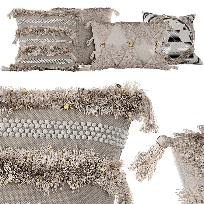 Boho Pillows Set: Seeya Collection 3D model image 1