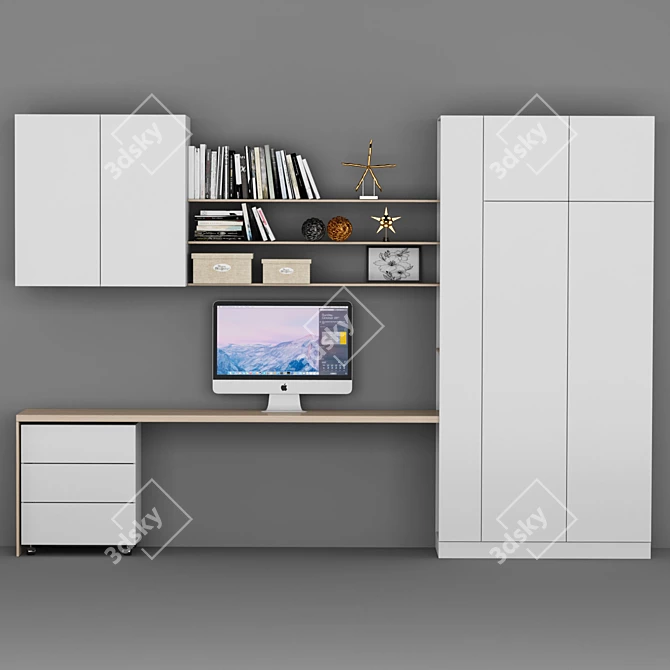 Spacious Home Office Shelf 3D model image 1