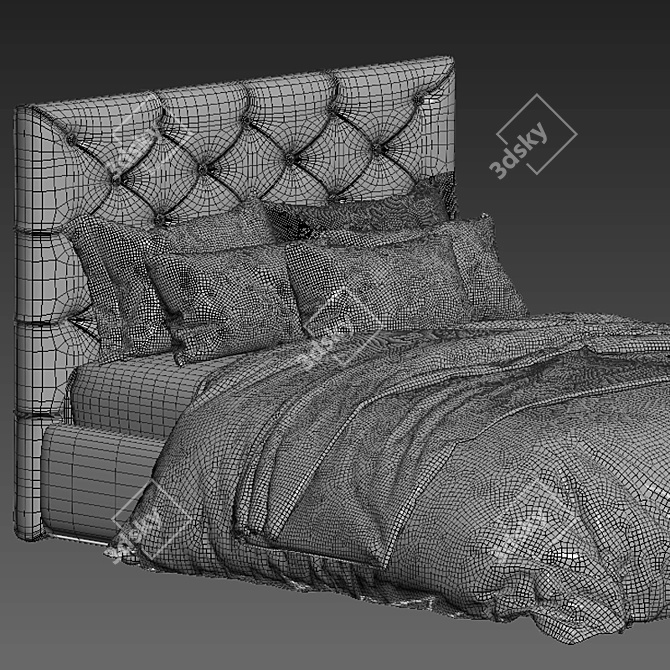 Elegant Kingston Queen Bed 3D model image 4