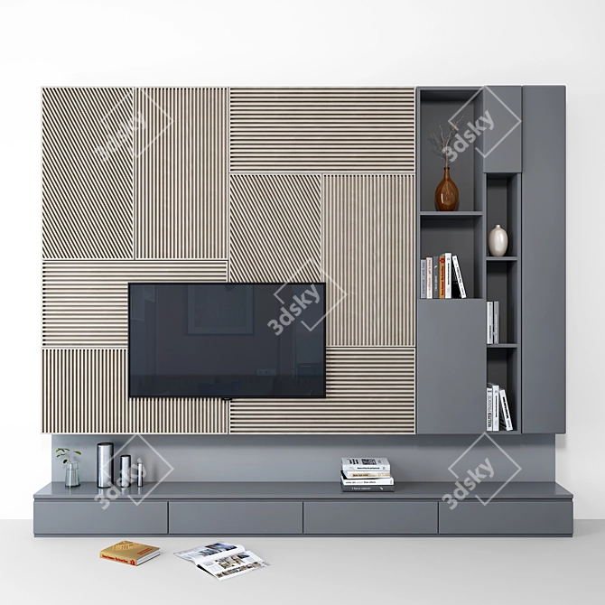 Sleek TV Wall Set for Modern Living 3D model image 1