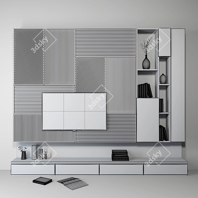 Sleek TV Wall Set for Modern Living 3D model image 2