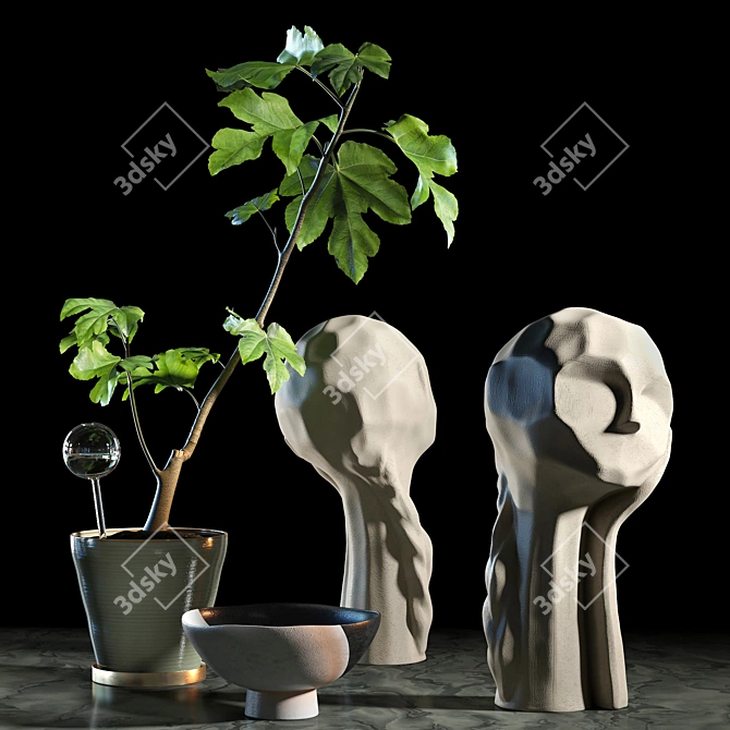 Elegant Decor Set: KRISTIINA Sculpture & Leopard Vase 3D model image 3