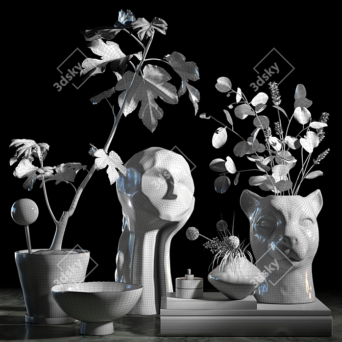 Elegant Decor Set: KRISTIINA Sculpture & Leopard Vase 3D model image 4